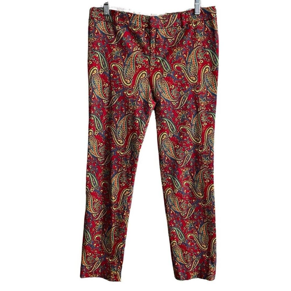 LRL Ralph Lauren Ankle Pants Women’s Size 8 Red Paisley Print Chino Mid Rise